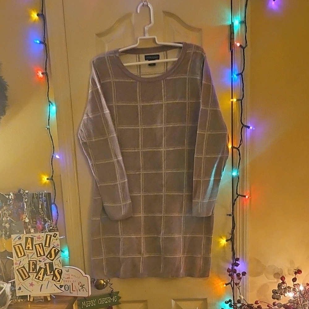 EUC Cynthia Rowley Tan & Cream Knit Sweater Or Sweater Dress